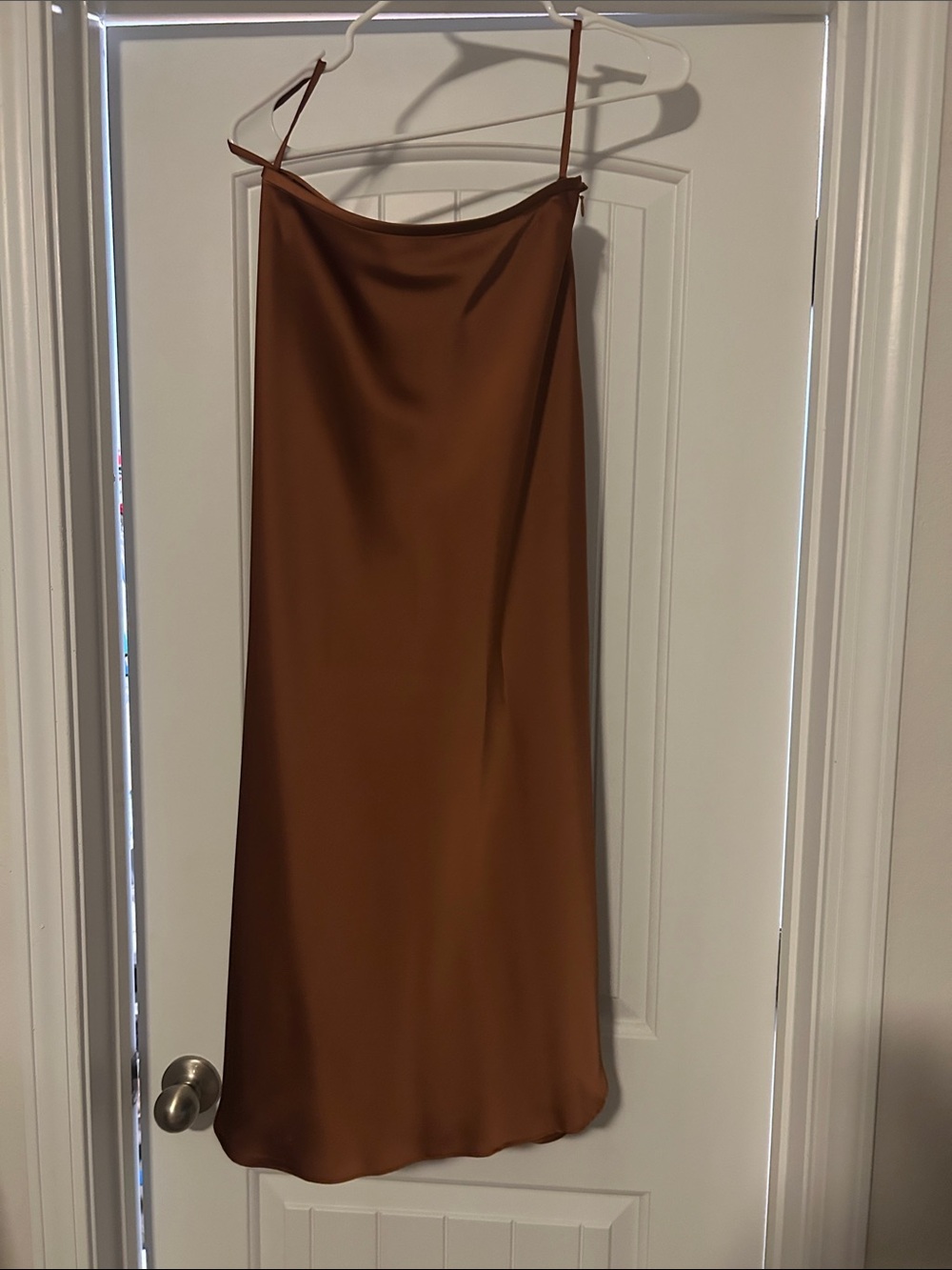 Copper/bronze satin skirt